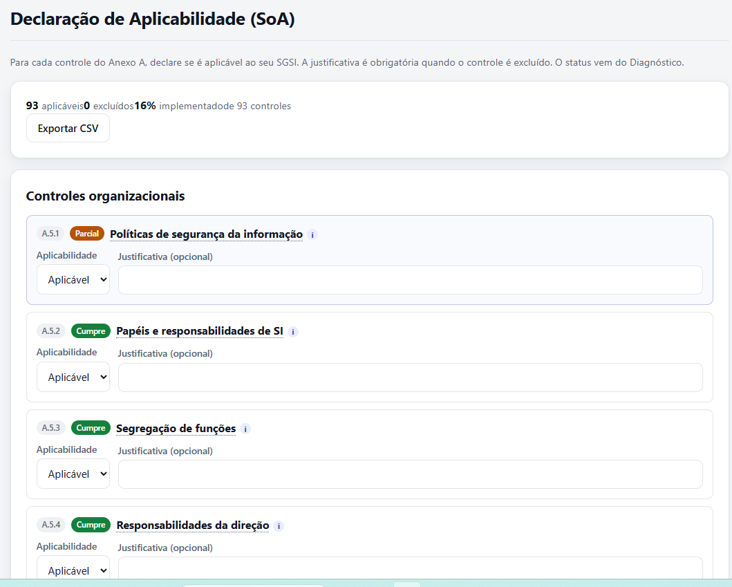 ExpertEasy GRC — Declaração de Aplicabilidade: Defina e acompanhe os controles aplicáveis ao seu SGSI.